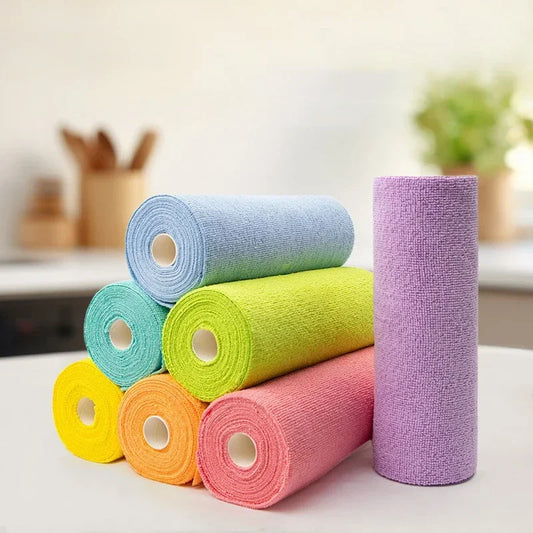 Reusable Microfiber Towel | Cleaning Wipe Household Kitchen Cloth Rolls | 1 Roll of 20 Sheets