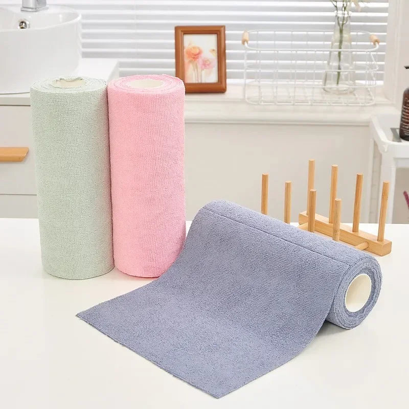 Reusable Microfiber Towel | Cleaning Wipe Household Kitchen Cloth Rolls | 1 Roll of 20 Sheets